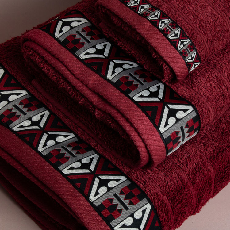 Εικόνα για Βαμβακερή Χειροποίητη Πετσέτα Perrin Bordeaux White ΜπορντόΠετσέτα Μπάνιου 70x140