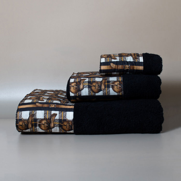 Εικόνα για Βαμβακερή Χειροποίητη Πετσέτα Horsie ΜαύρηΠετσέτα Μπάνιου 80x150